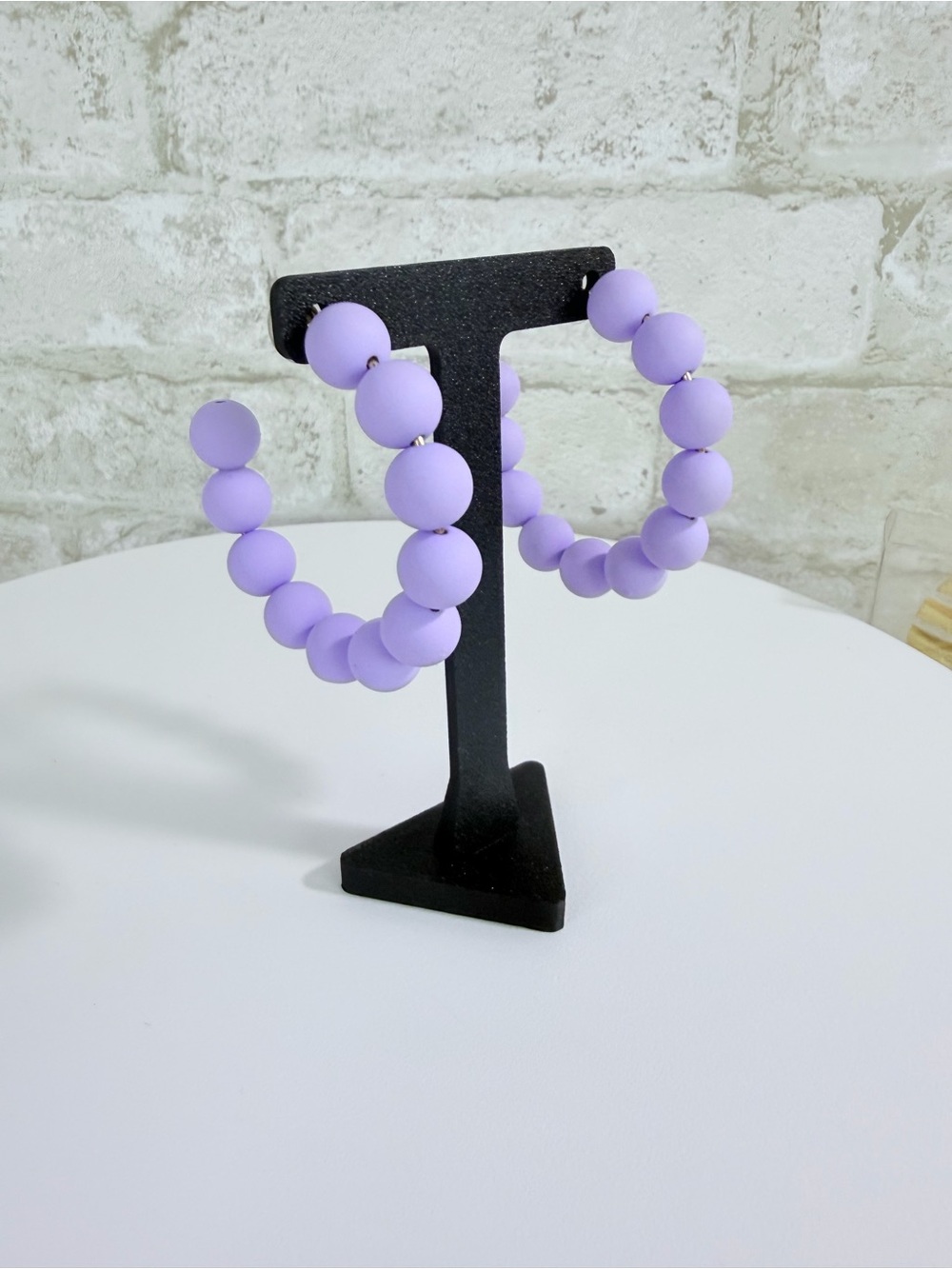 Matte Lavender Statement Silicon Beaded Hoop Earrings — NWT • Nickle & Lead Free